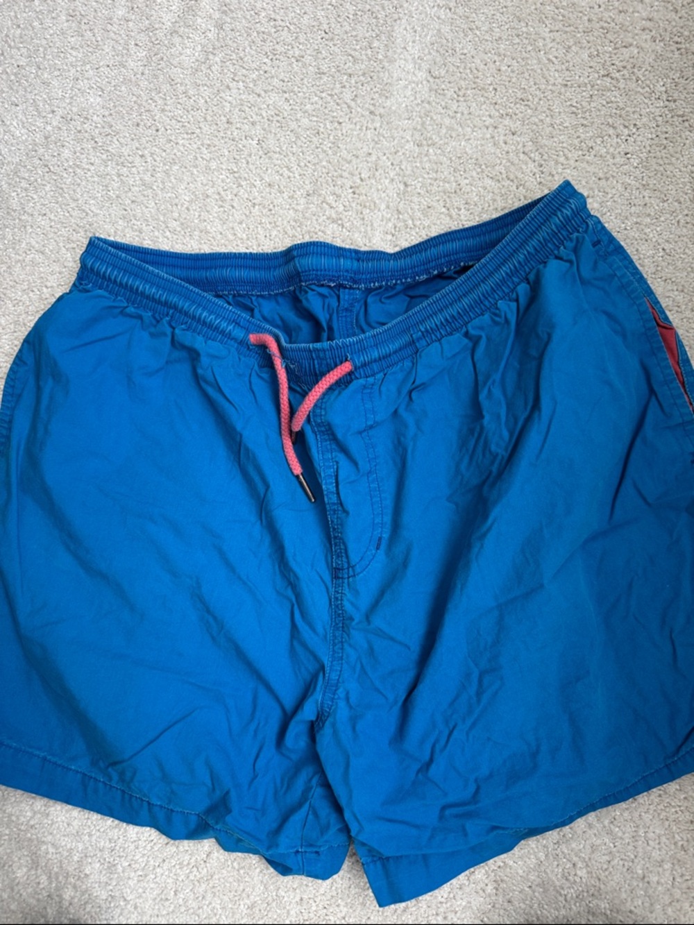 chubbies Blue Athletic Shorts with Pink Drawstring